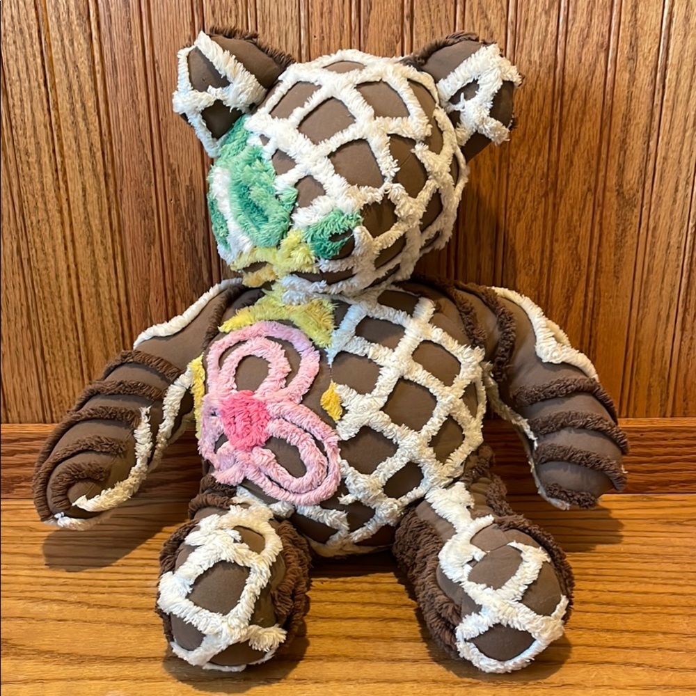 Vintage Chenille Bedspread Handmade Teddy Bear